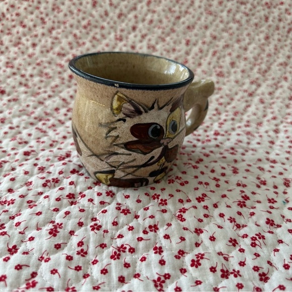 Vintage 70s 80s Handmade Handpainted Ceramic Cat Mug - Picture 7 of 9